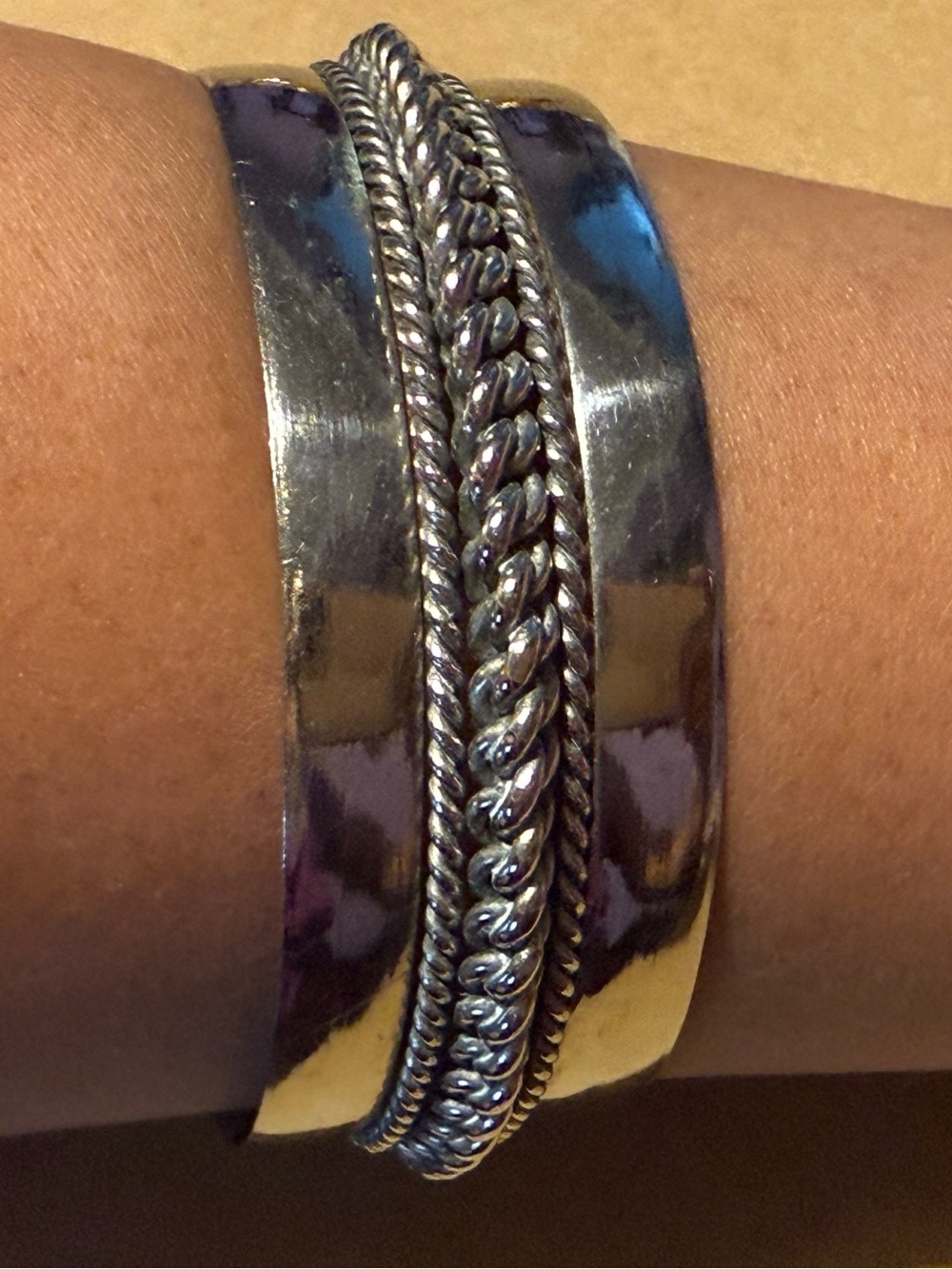 Vintage Silver? Plated  Braided Cuff Bracelet